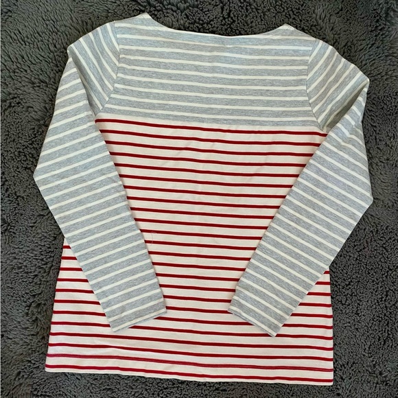 NWOT L.L. BEAN GREY AND RED STRIPED LONG-SLEEVE TOP // SIZE SMALL🤍 - Picture 5 of 5
